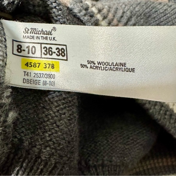 St Michael Made in UK Wool Floral Embroidery Chunky Knit Cardigan Sweater - Picture 11 of 11